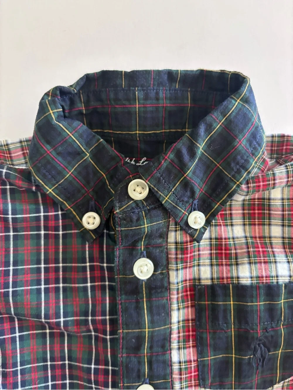 RALPH LAUREN Plaid Cotton Poplin Fun Coverall Polo Button Down Size 6 Months
